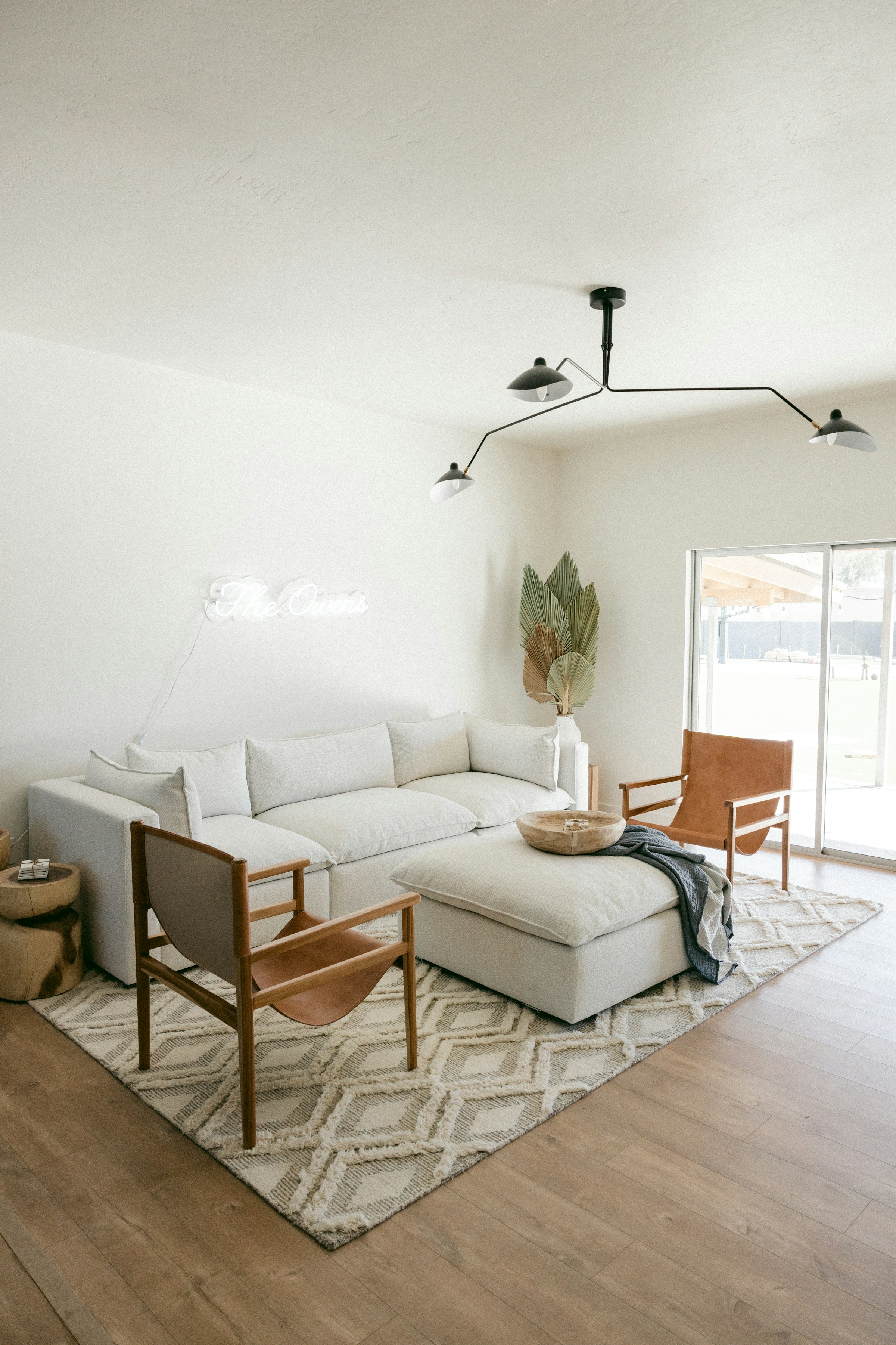 Deep neutral sectional sofa in a living room